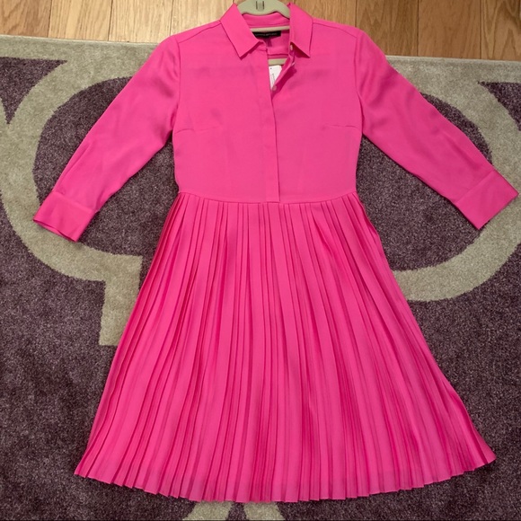 Banana Republic Dresses & Skirts - Banana Republic Hot Pink Pleated Shirt Dress NWT